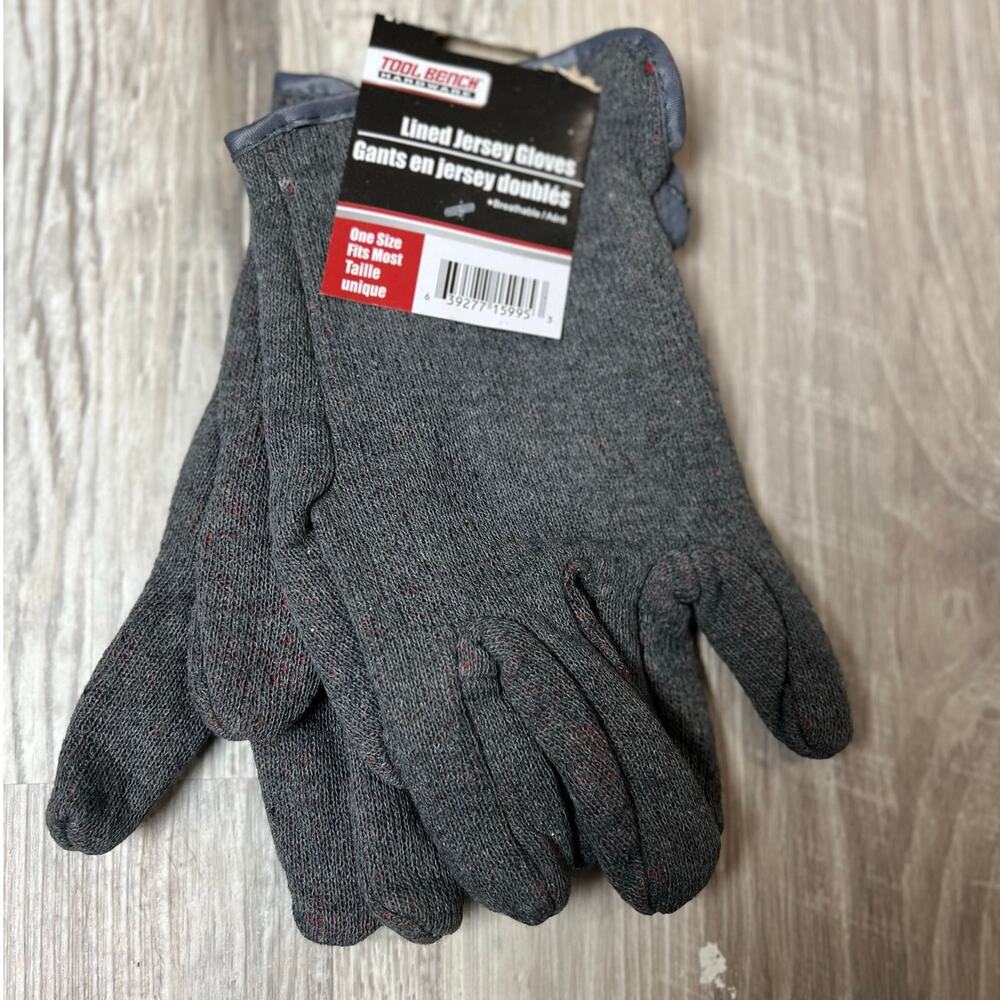 NWT Gray Lined Jersey Work Gloves Unisex One Size Warm Utility Yard Shop Gloves